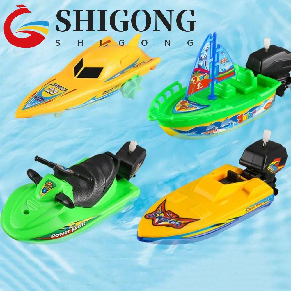 SHIGONG Barco A Motor Relógio Brinquedos , Cor Aleatória Flutuador Na Velocidade Da Água Navio Acabar Brinquedo , De Ban
