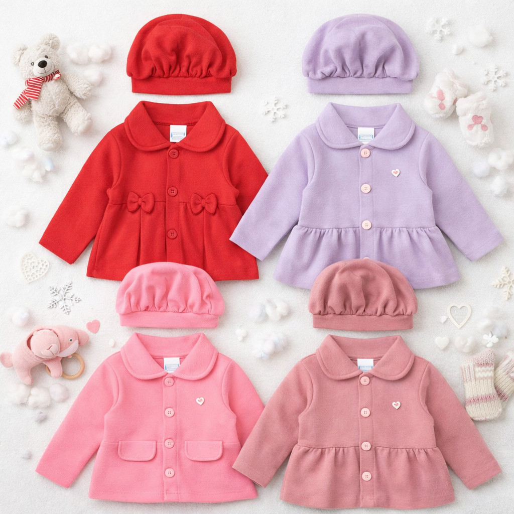 Casaco Bebê Sobretudo Infantil Menina Soft Inverno com Boina Roupa Frio Quentinho Tam P ao 8