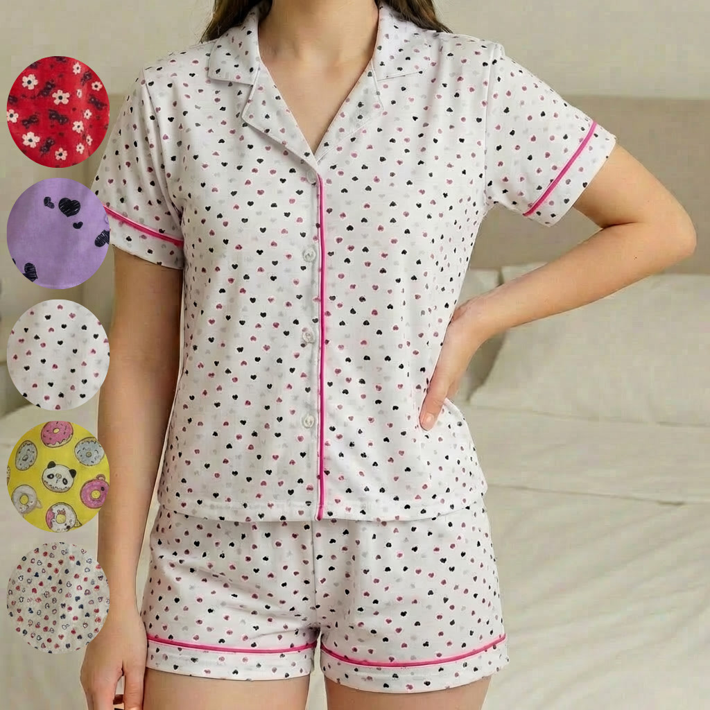 Baby Doll FB Blogueirinha Feminino Aberto Amamentação de Botão Pijama Americano Blogueira