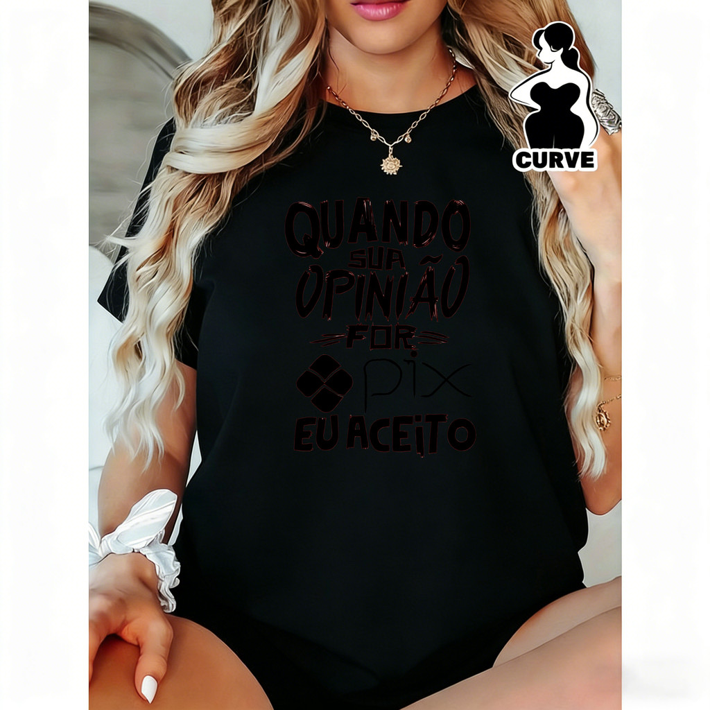 Camiseta Feminina Estampa Pix Moderna Estilosa Confortável Tendência