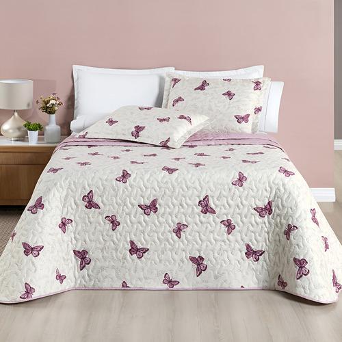 Colcha Queen Cobre Leito Avere 200 Fios com Porta Travesseiros Dupla Face Conforto e Elegância