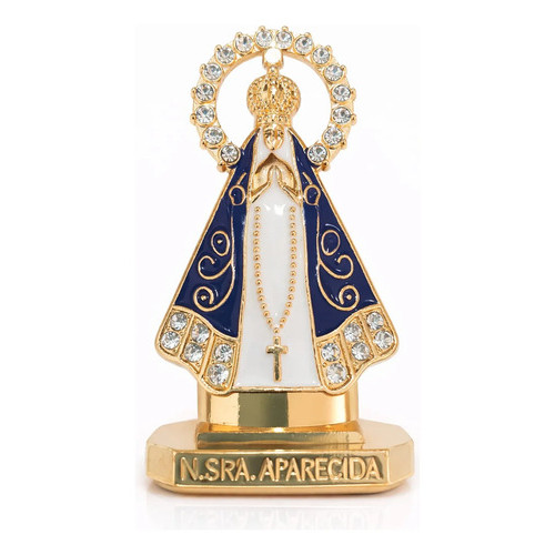 Nossa Senhora Aparecida Imagem Santinha Mini Painel Carro Dourado