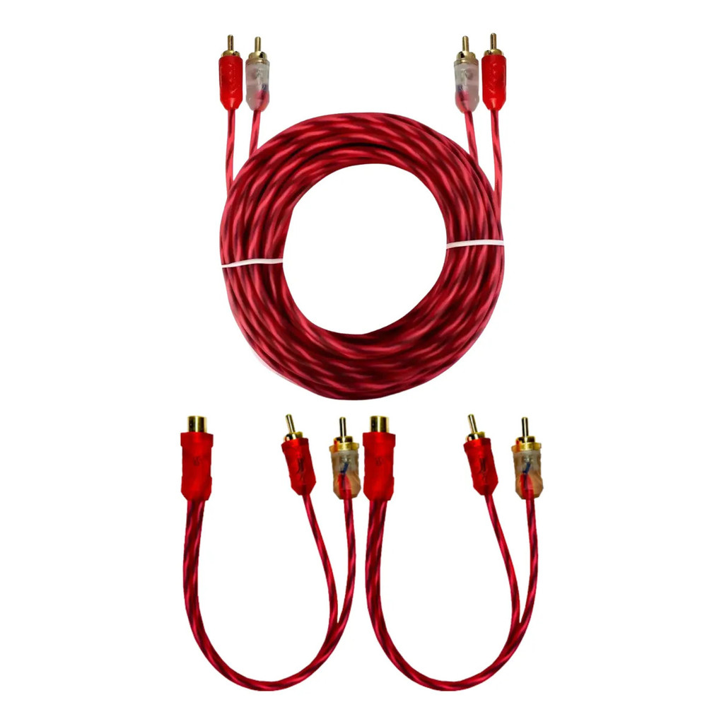 KIT 1 CABO RCA 5M + 2 CABO Y RCA 1F 2M E-TECH PARA SOM AUTOMOTIVO em Oferta na Shopee