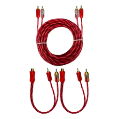 KIT 1 CABO RCA 5M + 2 CABO Y RCA 1F 2M E-TECH PARA SOM AUTOMOTIVO