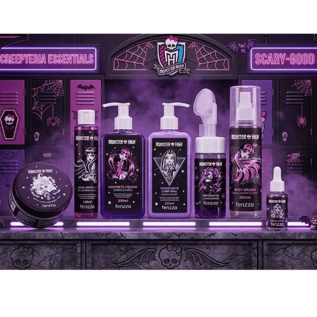 Kit Monster High Fenzza Skincare bodycare*Lançamento(Espuma,Body Splash,Sabonete,Esfoliante,HIdratante,Sérum,Água mic)) em Oferta na Shopee