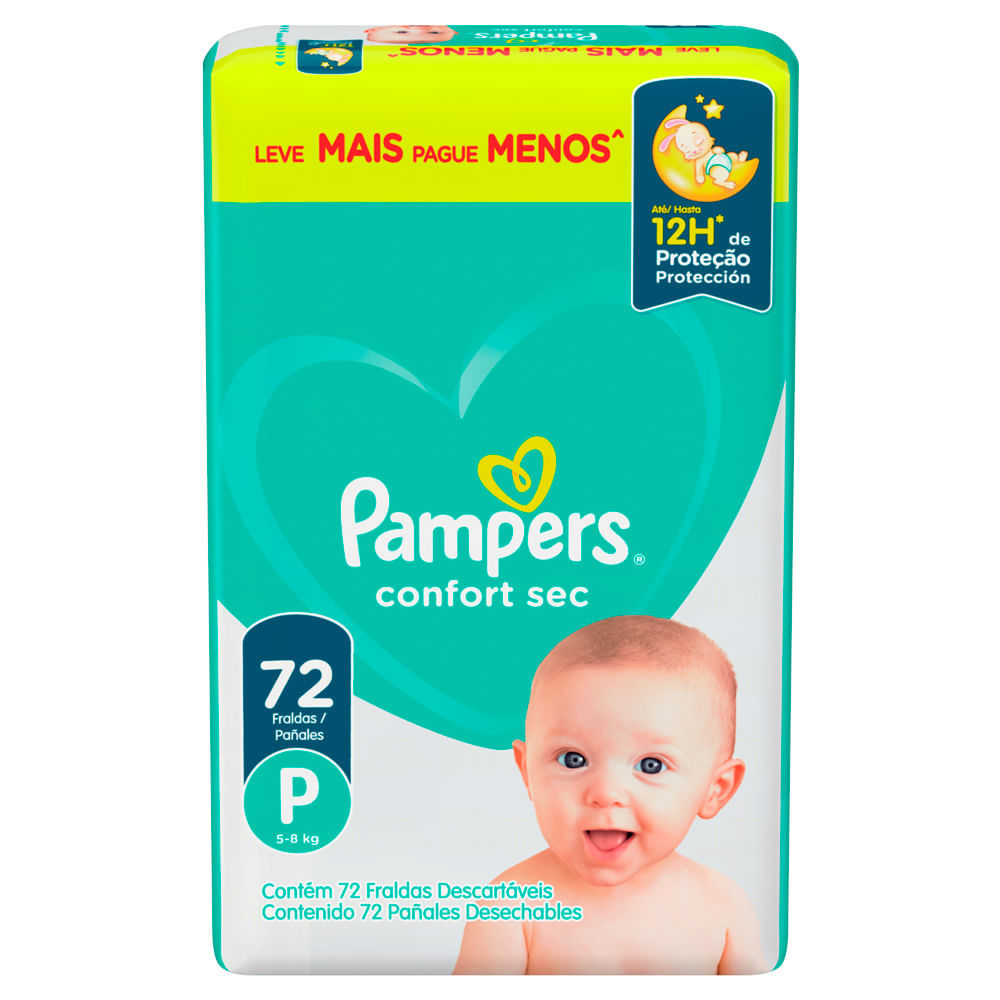 Fralda Pampers Confort Sec Tamanho P 72 Unidades Descartáveis em Oferta na Shopee