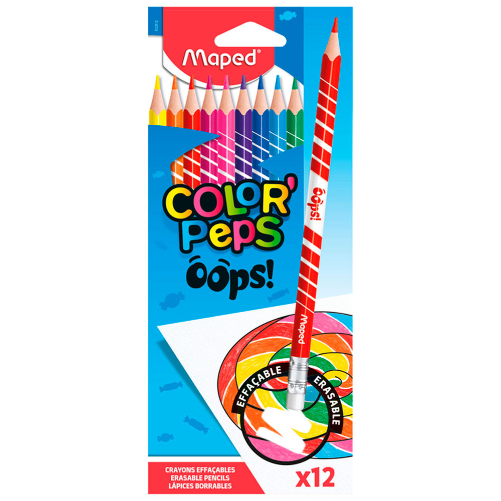 Lápis de cor Color'Peps Oops Apagável 12 cores 832812 Maped