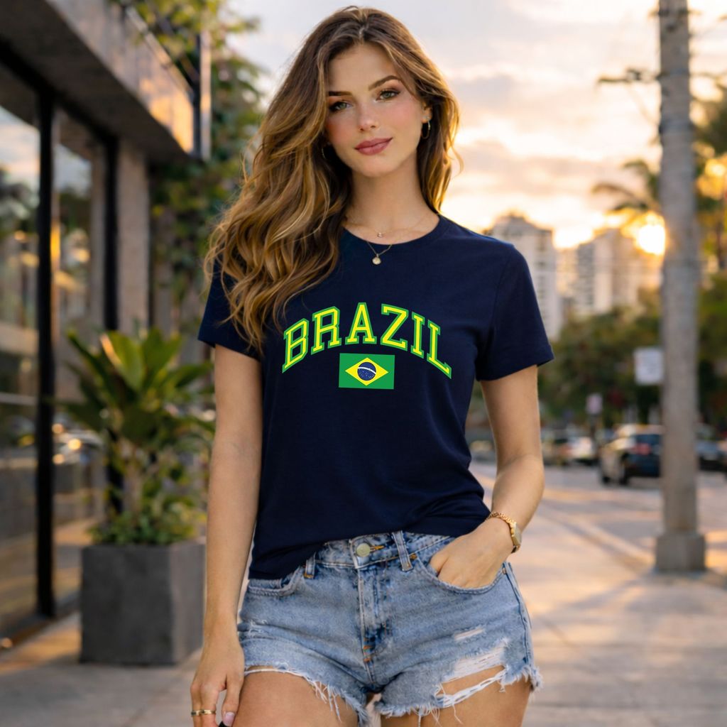 Camiseta Brasil confortável unissex blusa feminina estilosa camiseta masculina algodão