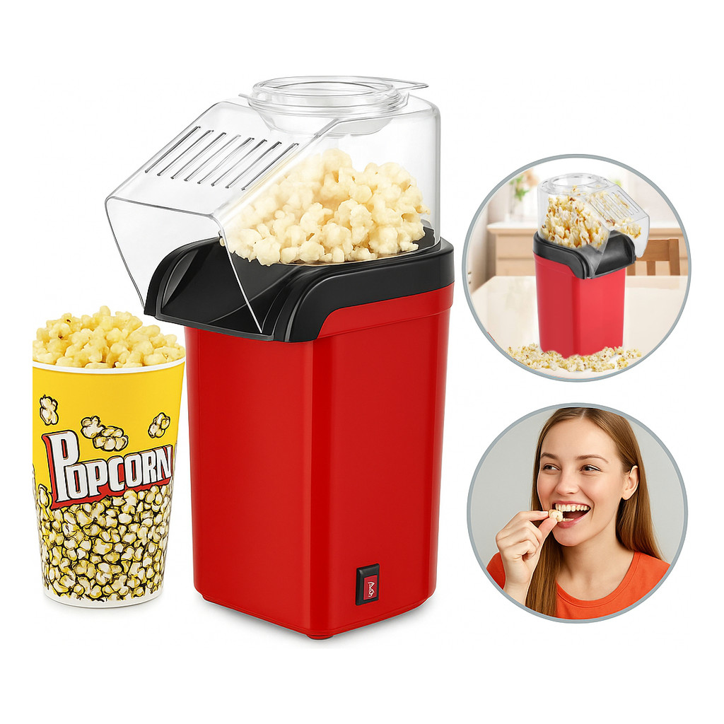 Pipoqueira Elétrica Sem Óleo – Pipoca Saudável por Ar Quente (Preparo Rápido, 1200W)