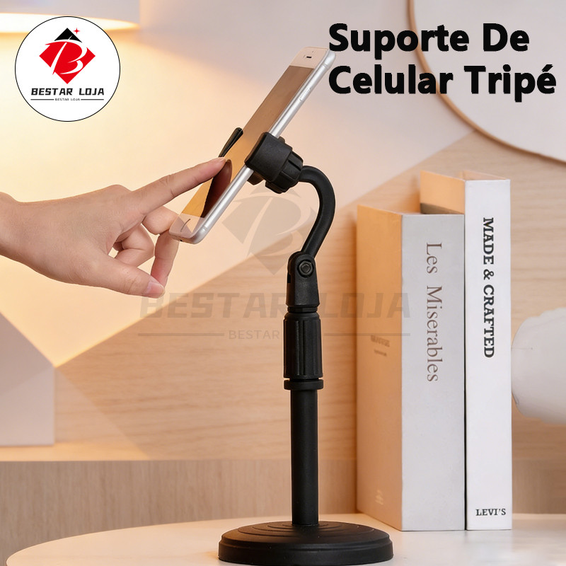 BESTAR LOJA  Suporte De Celular Tripé Para Mesa Ideal Para Gravação de Vídeos Mini Pedestal Ajustável 360°