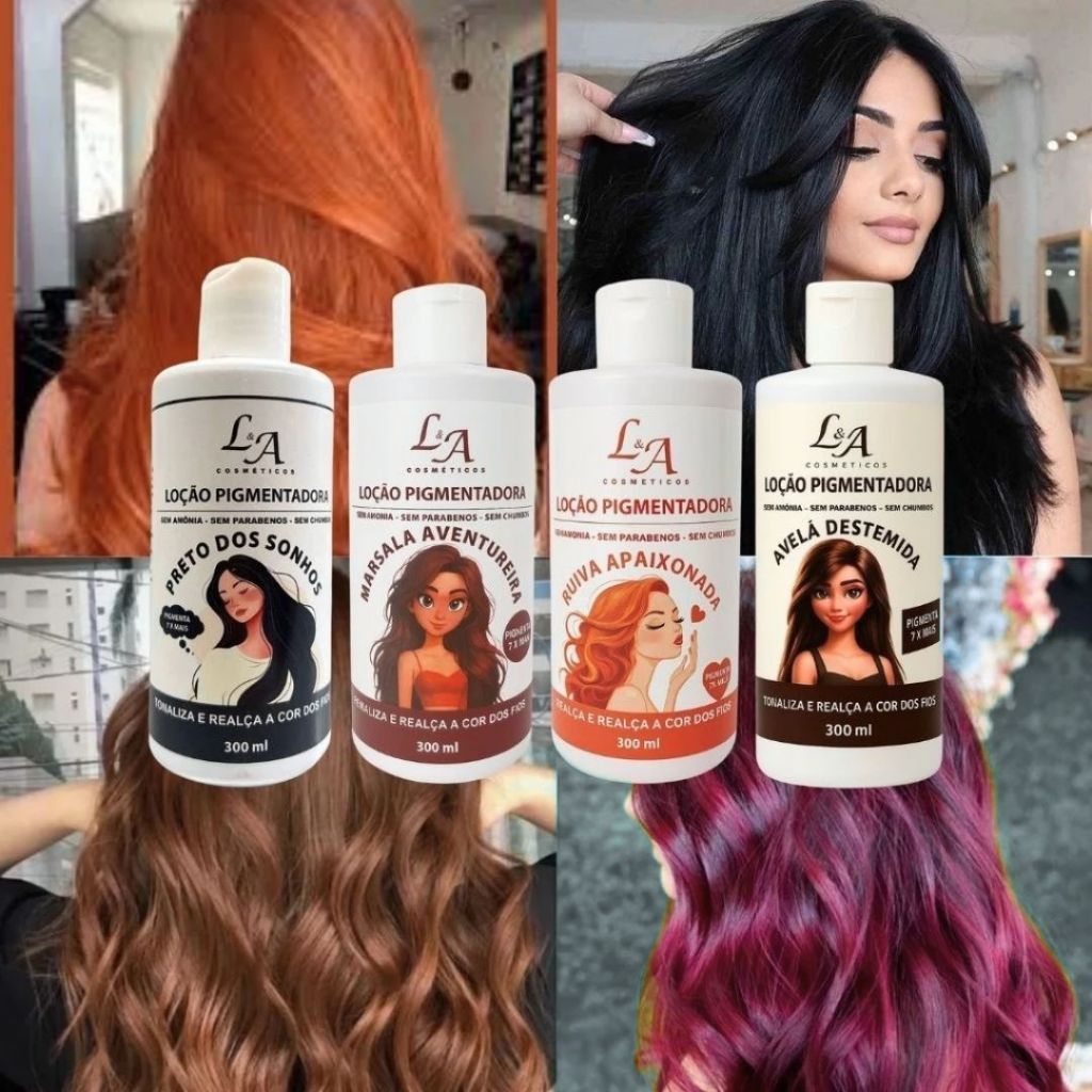 Loção Condicionador Pigmentador Tonalizante – Tinta Sem amônia PRETO - RUIVO - MARSALA - AVELÃ em Oferta na Shopee