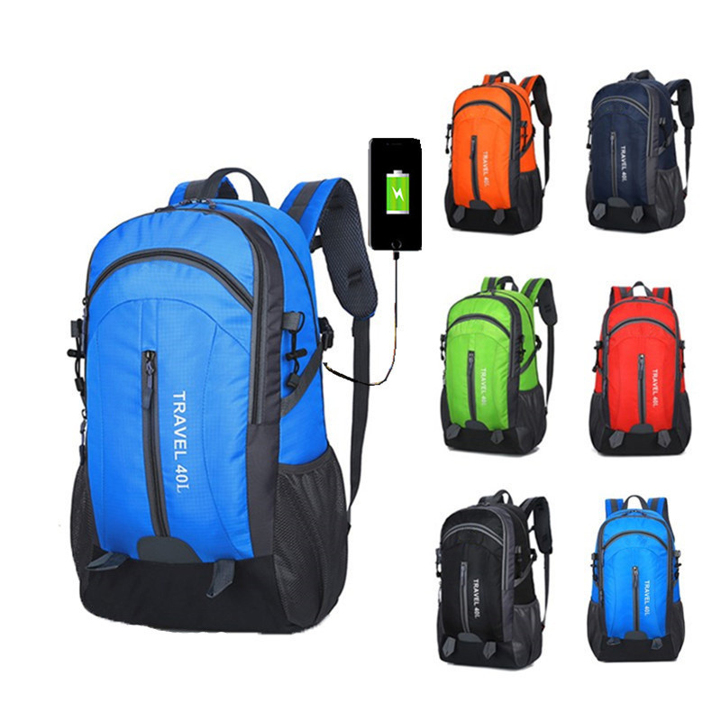 Nova mochila ao ar livre caminhadas saco de viagem à prova dwaterproof água alça masculina usb esportes lazer mochila fe