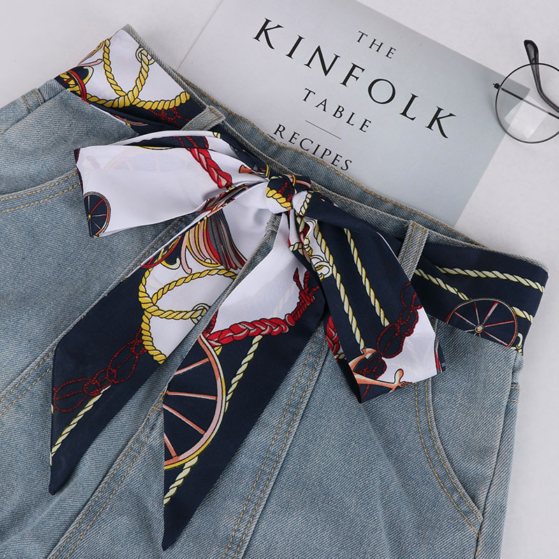 Cinto de fita combinando Jeans cinto feminino lenço de seda fina decoração saia outono inverno calças tecido todos @-