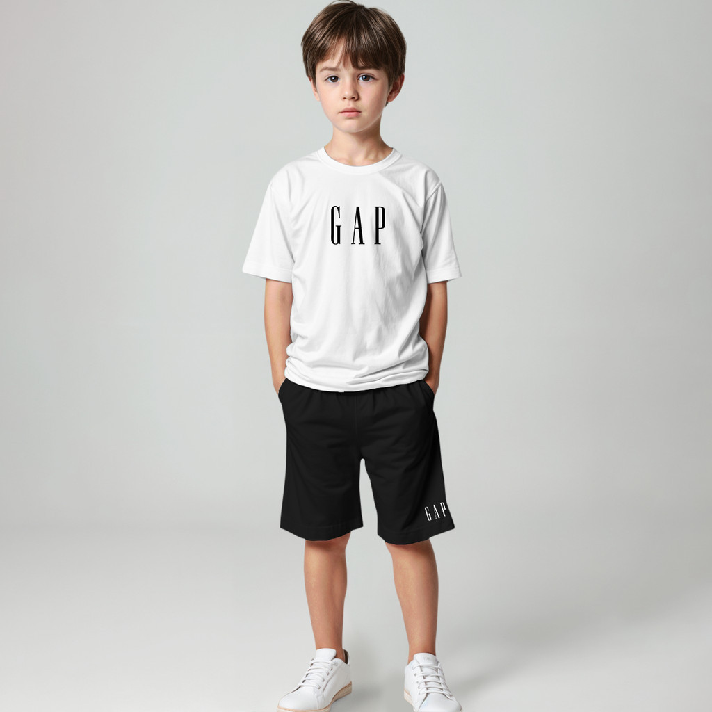 Conjunto Camiseta E Short Bermuda Moletom GAP Infantil Basica 100% Algodão Lançamento