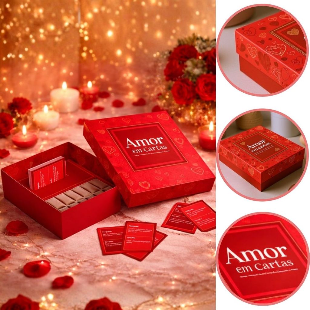 10 CAIXA JOGO DO AMOR CARTAS 8 DOCES 19,5X16X6,5 COM AMOR 5971 ( DIA DOS NAMORADOS IDEIA 2026 )