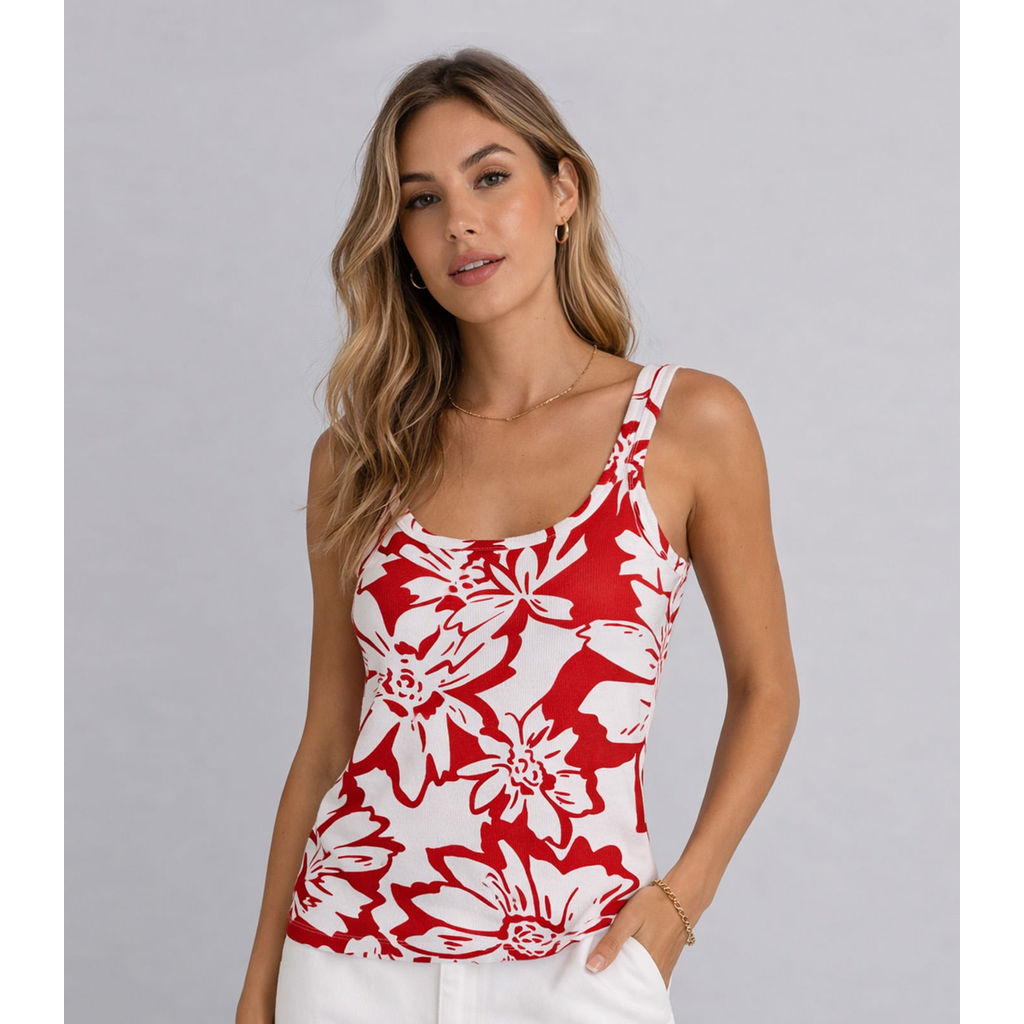 Regata Feminina Com Abertura Na Alça Infinita Cor Vermelho em Oferta na Shopee