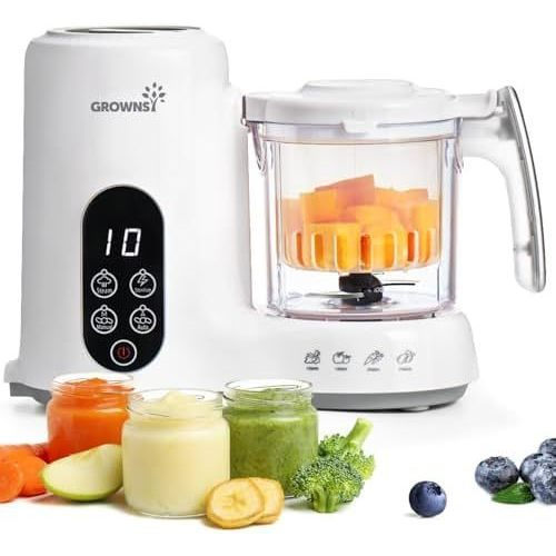 Processador de Alimentos para Bebês Grownsy com Cesto de Vapor, Máquina Multifuncional para Preparar Papinhas, Cozinhar,