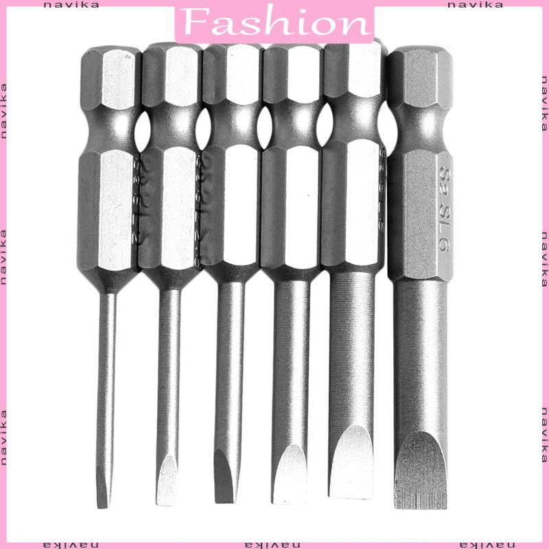 Conjunto 6 Unidades 50 Mm 2 0-6 0 Para Pontas Chaves Fenda Cabeça