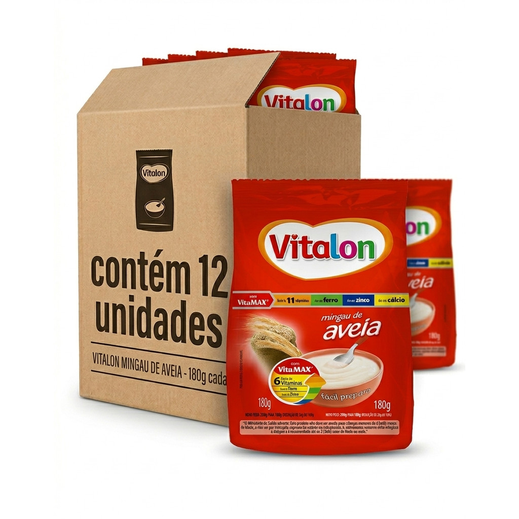 Kit 12 Unidades Mingau Aveia Vitalon - 180g (Caixa Fechada) em Oferta na Shopee