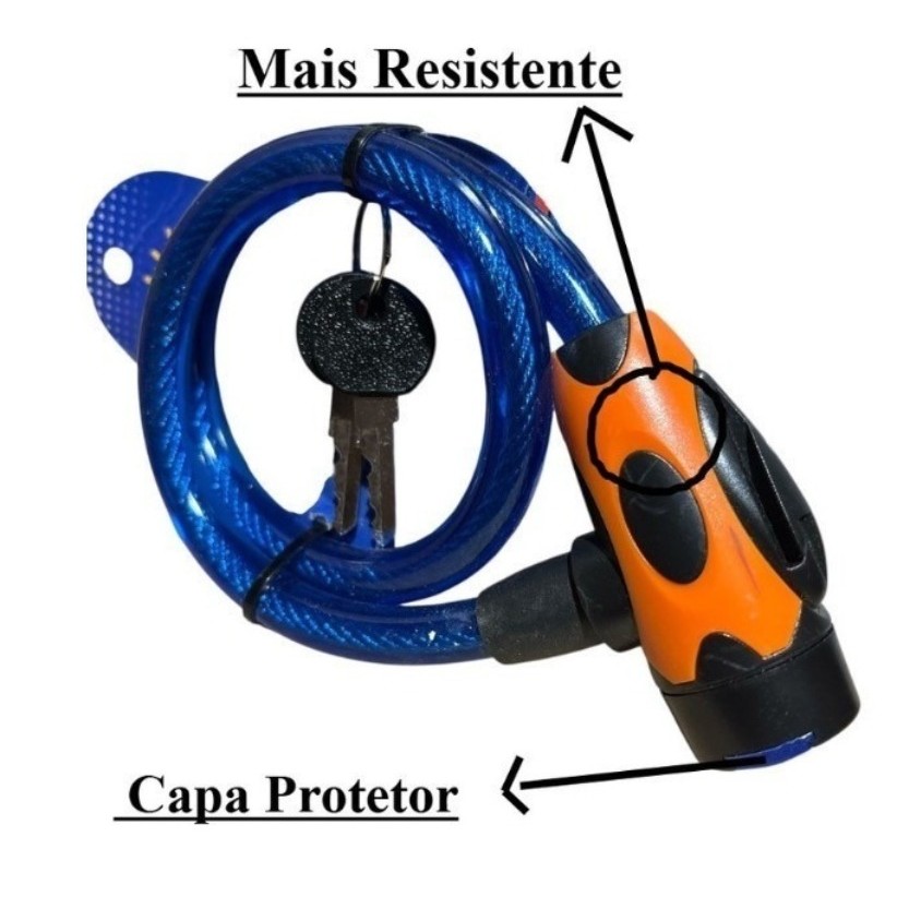 Corrente Cadeado 10x630mm Trava Tranca Anti Furto Bicicleta Moto Portão Chave Porta Corrente Segurança