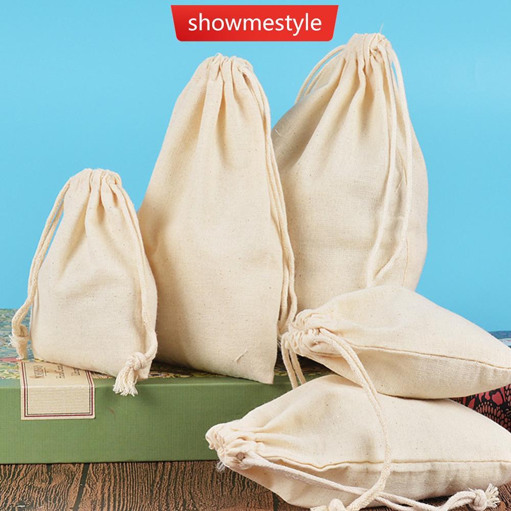 SMS 5/10/20 Pçs/Lote Sacos De Algodão Natural Reutilizáveis Armazenamento Com Cordão De Lona Bolsa De Presente À Prova D