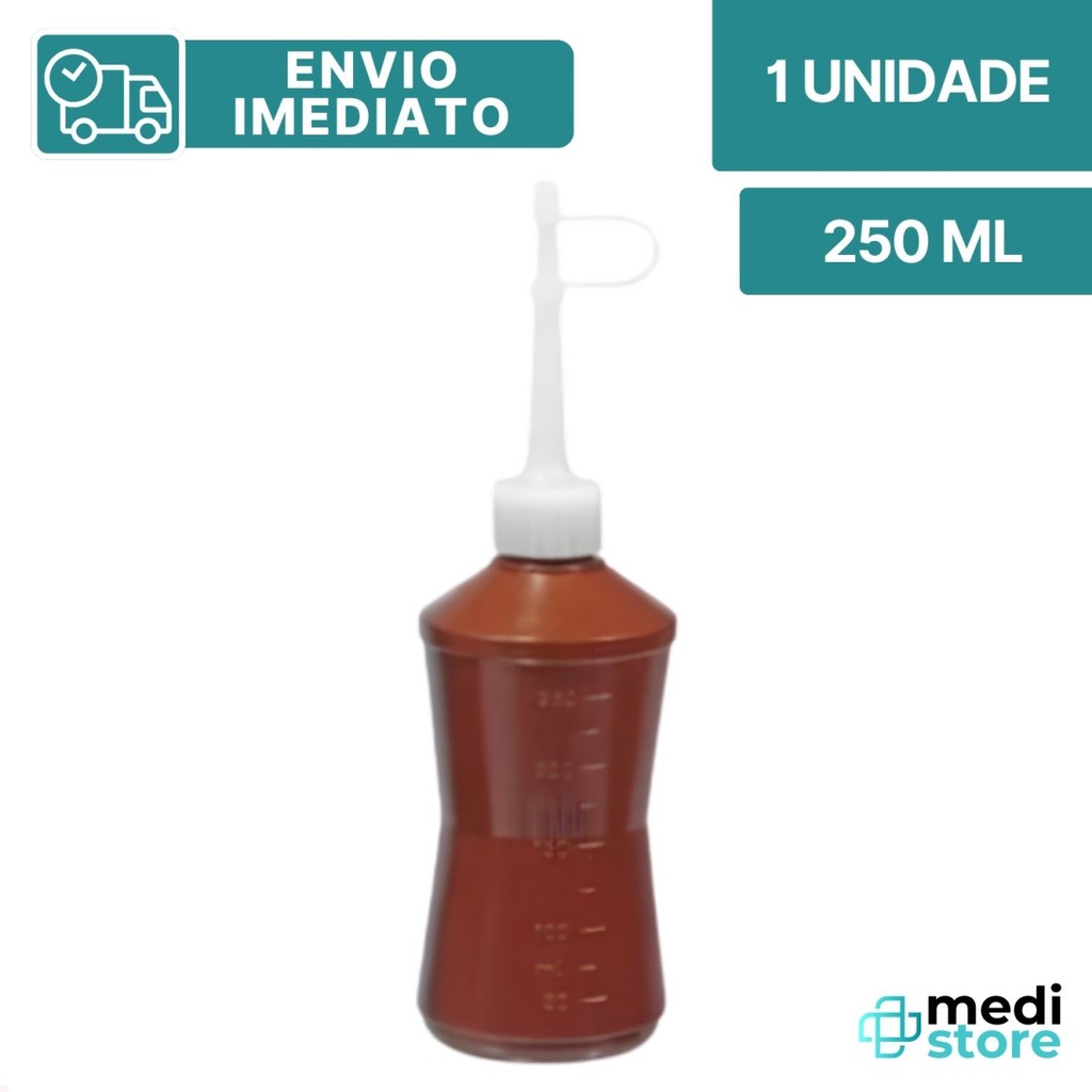 Frasco Aplicador Graduado 250ml Âmbar com Bico Reto e Rosca - Envio Imediato