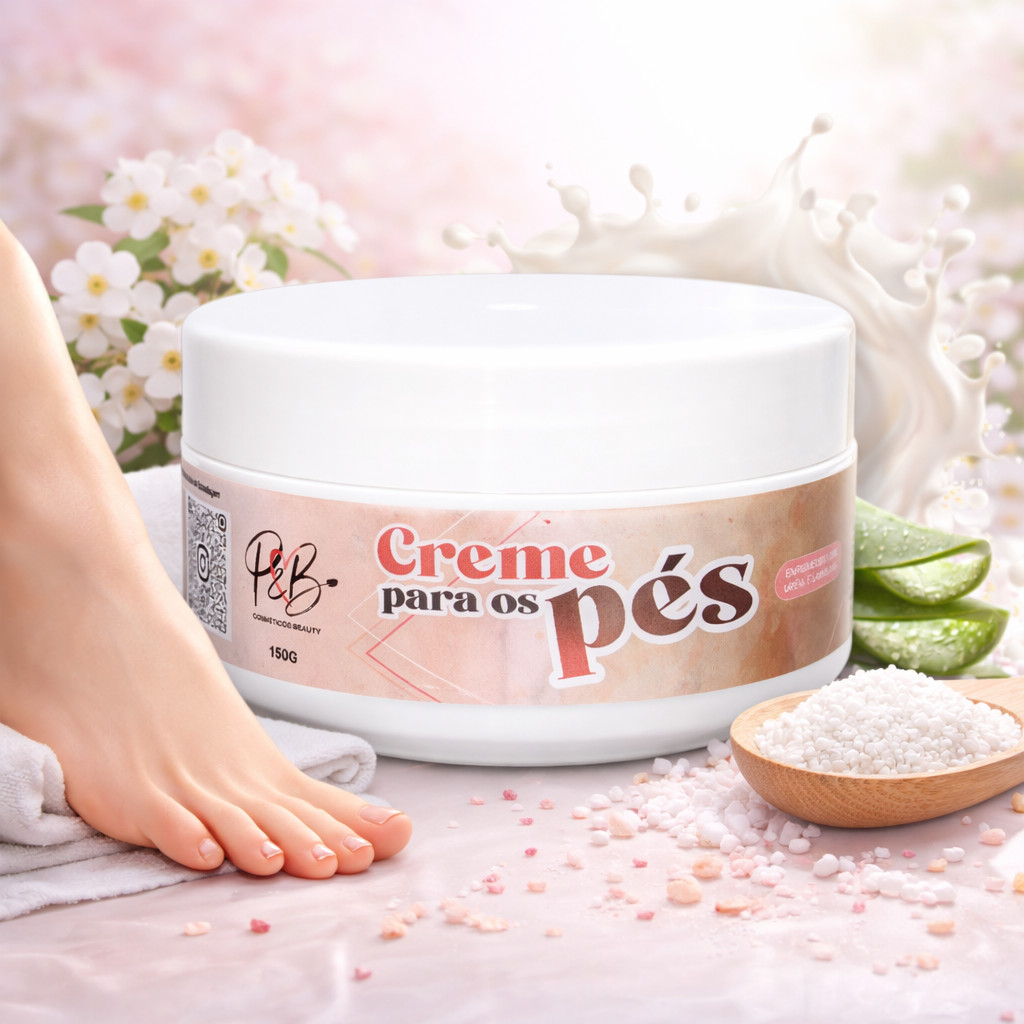 Creme Reparador Para Pés Ureia Lanolina Hidratação Profunda Combate Rachadura Reduz Ressecamento 150g P&B Cosméticos