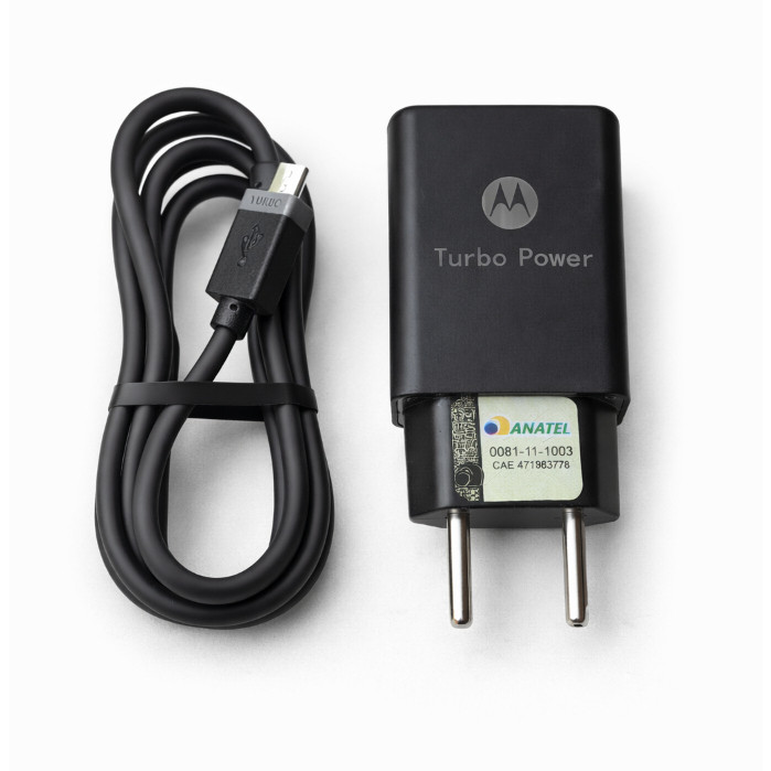 Carregador Motorola Turbo Power 3.1A + Cabo USB V8 Tipo C Carregamento Rápido