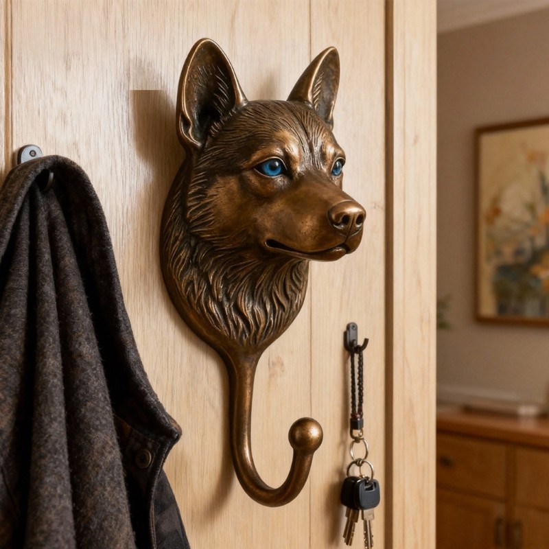 Escultura Artesanal De Gancho De Parede De Animal Francês GOO Com Decorações Antigas De Acabamento Em Bronze