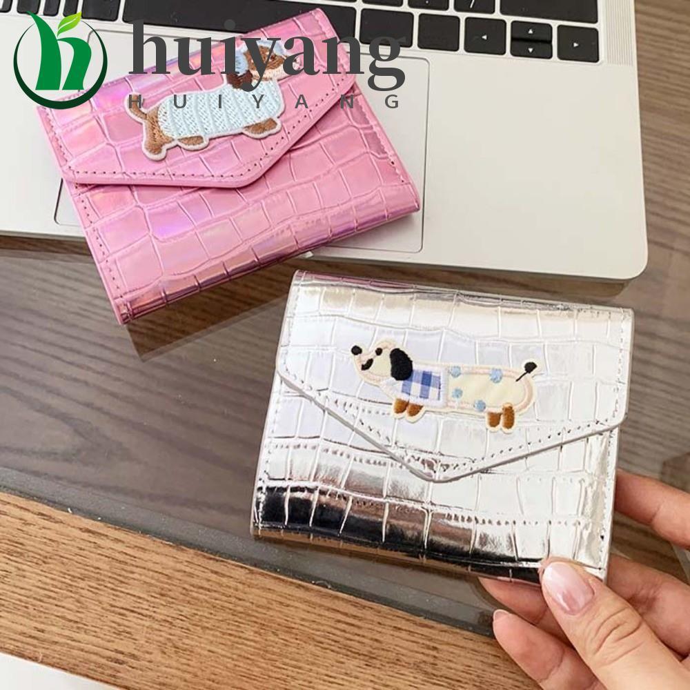Bolsa De Couro Curta HUIYANG , Carteira Bordada Com Padrão De Crocodilo Para Cachorro Salsicha Em Cor Doce , Água Anti-R
