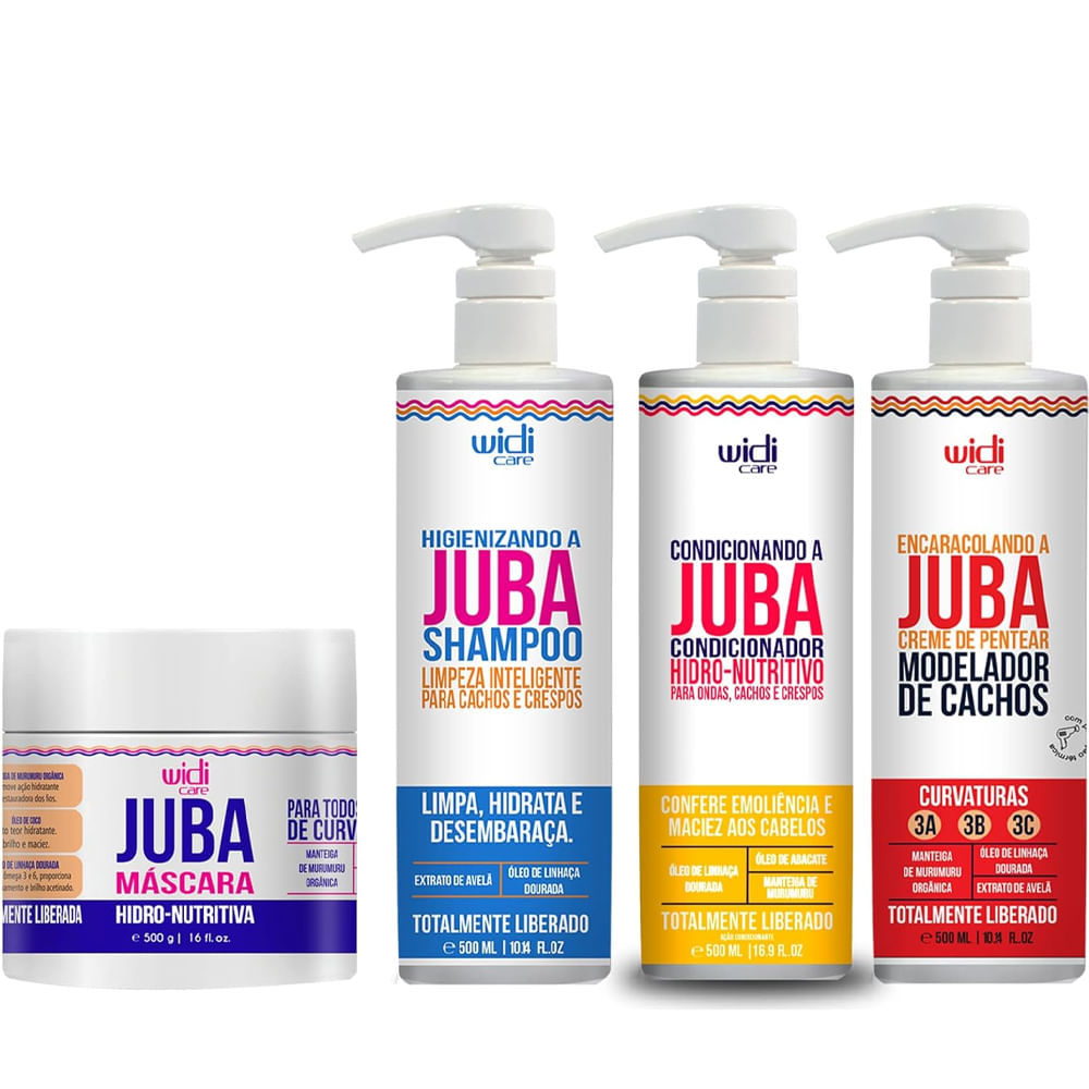 Kit Shampoo + Condicionador + Máscara + Creme De Pentear Widi Care Encaracolando a Juba