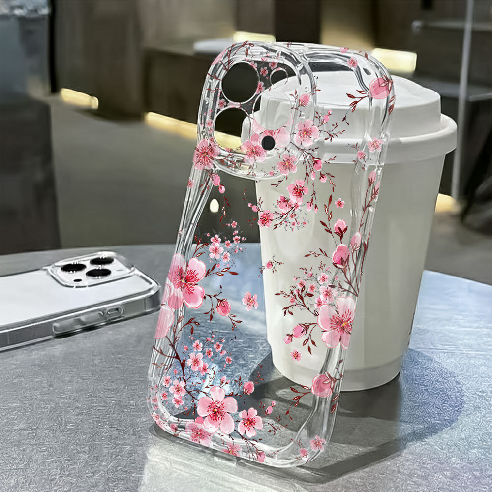 Capa Capinha Para Samsung Galaxy A03 A04E A05 A06 A12 A13 A14 A15 A16 A23 Silicone Normal Transparente Flor De Pêssego
