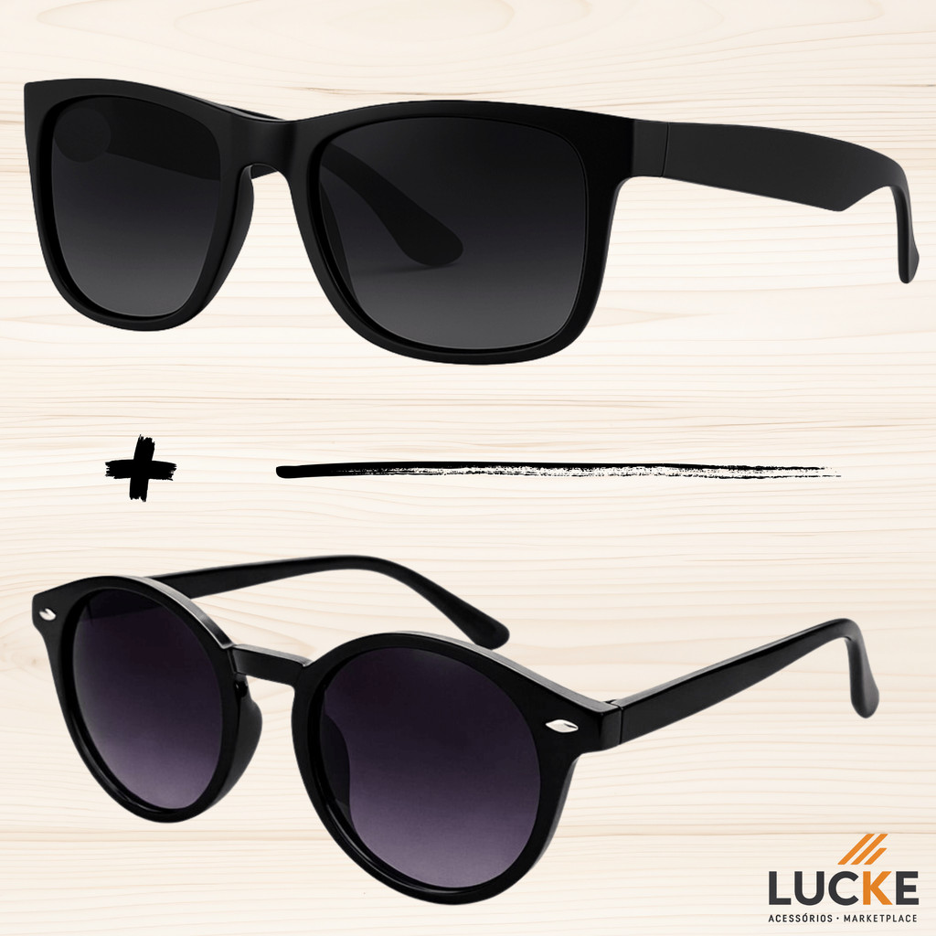 Kit 2 Óculos de Sol - JUSTIN , AVIADOR E VILÃO Classico Unissex Estiloso | 100% Qualidade