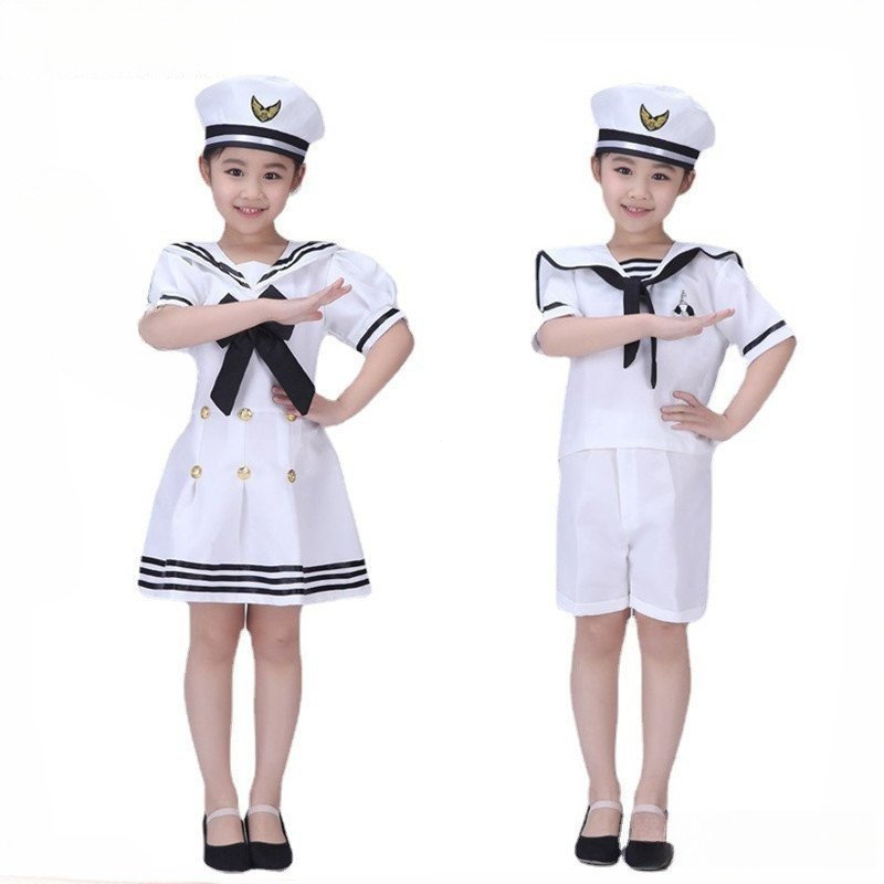 90-170CM Fantasia Infantil Uniforme De Marinheiro Halloween Cosplay Meninas Festa Desempenho Meninos Marinho F