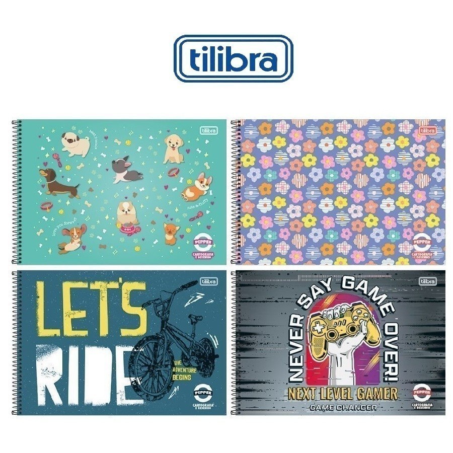 Caderno Tilibra 40 FOLHAS Pepper Espiral Cartografia 275mm x 200mm Feminino e Masculino e Desenho Capa Mole Para Artes em Oferta na Shopee