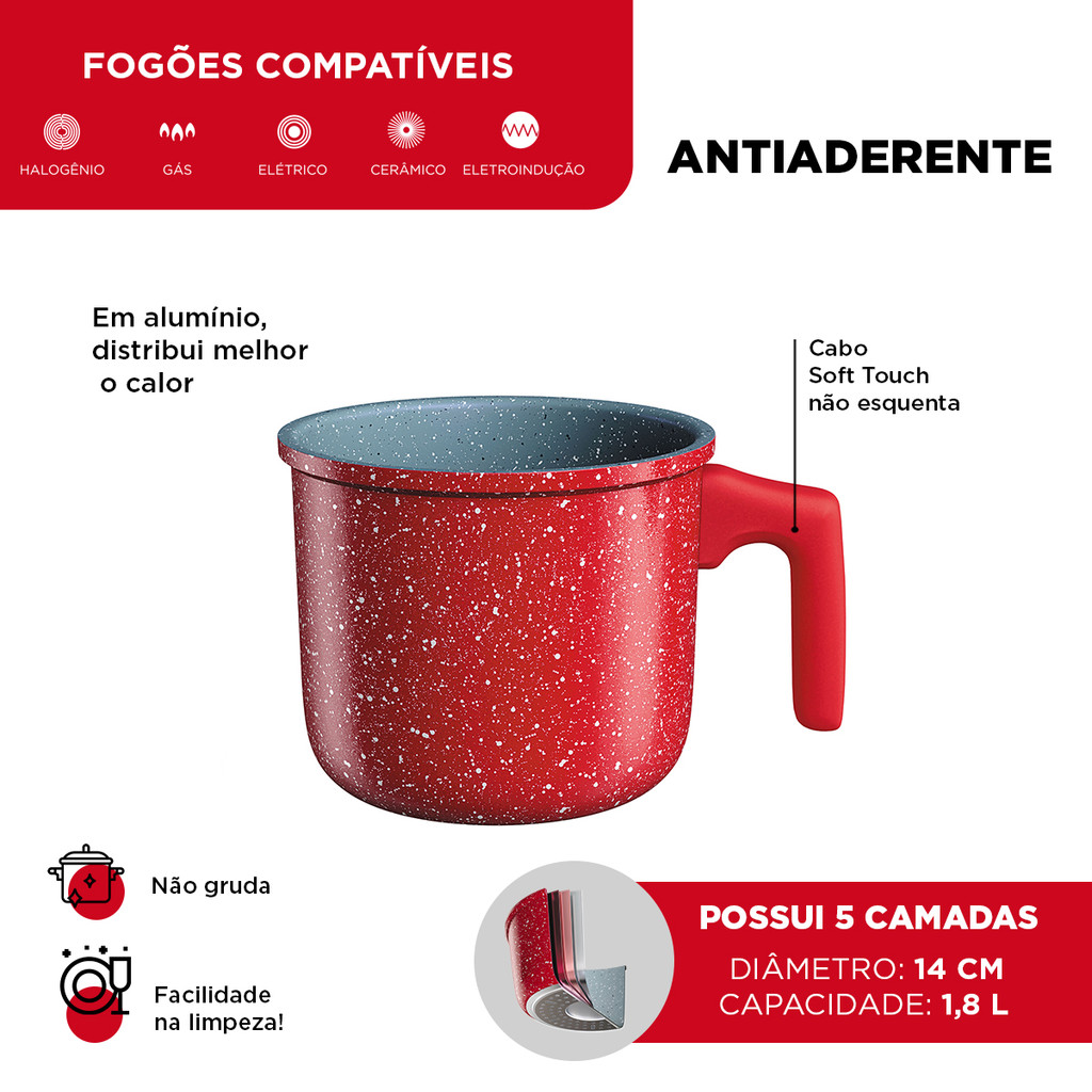 Imagem Fervedor De Leite  Volcano 14cm 5 Camadas Leiteira Antiaderente Caneca Para Leite Água Café