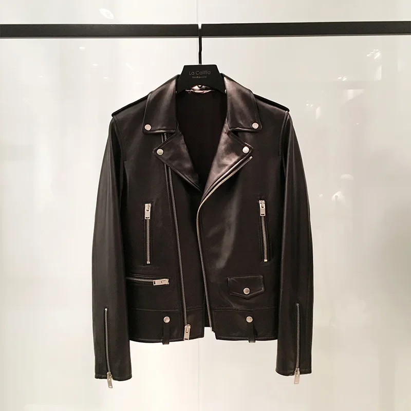 Pele De Cordeiro Gd Mesmo Estilo Jaqueta Masculina De Couro Para Motocicleta