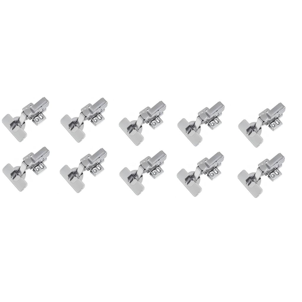 Kit 10x Dobradiça 110° Easy ClickSlow Curva Inox Calço Duplo
