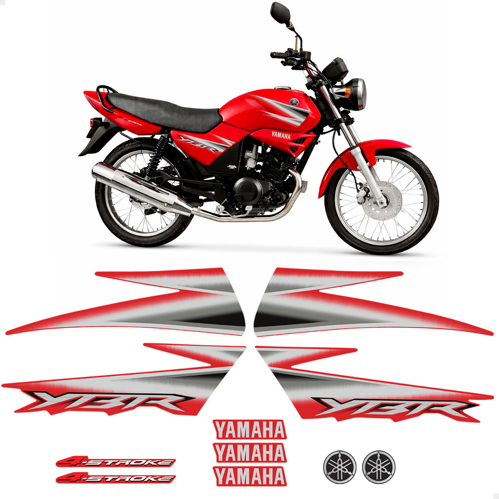 Adesivos Para Yamaha Ybr 125 2006 Moto Vermelha + Emblemas em Oferta na Shopee