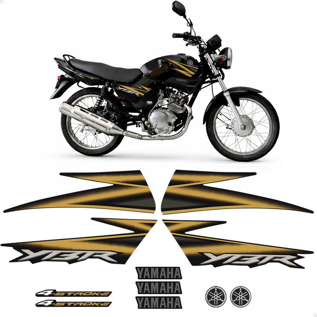 Kit Adesivos Para Yamaha Ybr 125 2006 Moto Preta + Emblemas em Oferta na Shopee