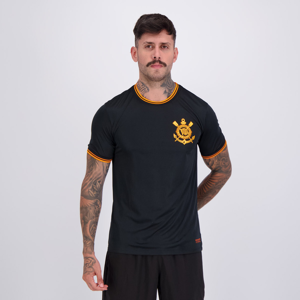 Camisa Corinthians Versão Neon Preta e Laranja em Oferta na Shopee