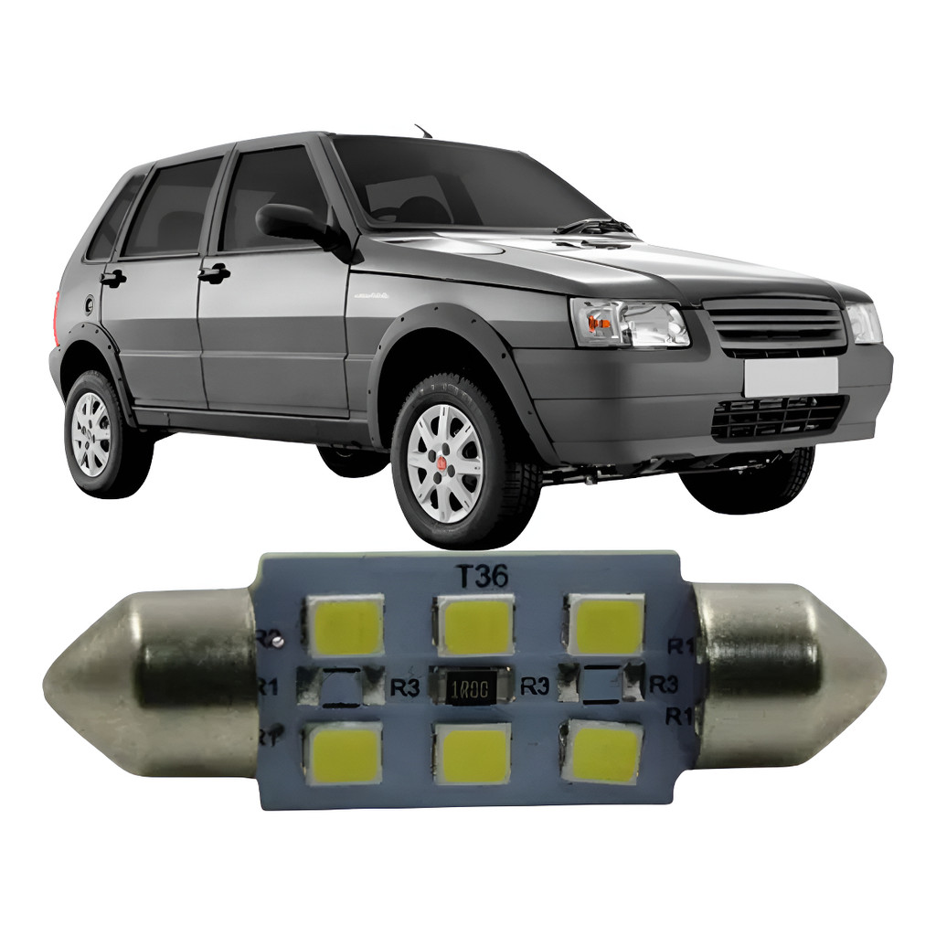 Lampada Led Torpedo Placa/teto/porta Luva Fiat Uno 04/13