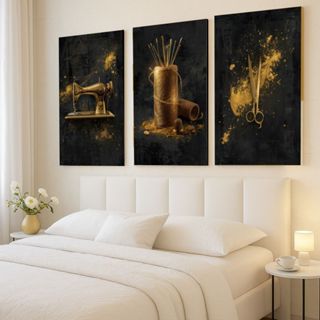 Quadro Decorativo Trio Costura Alfaiataria Elegante em Oferta na Shopee