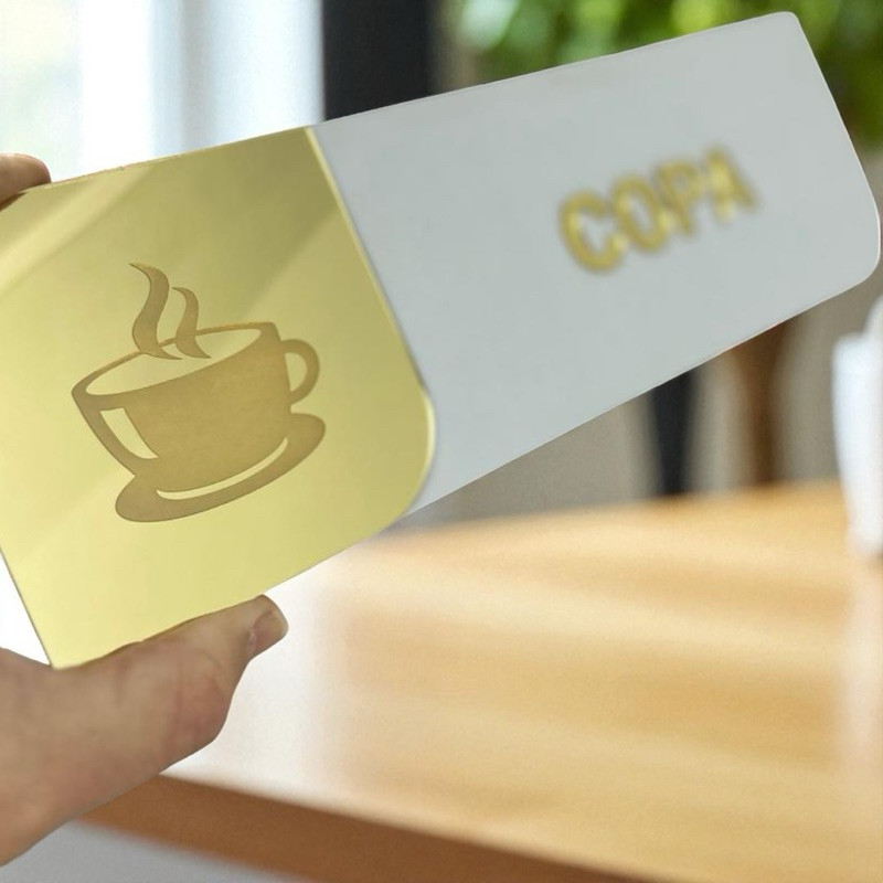 Placas De Identificação Porta Personalizada MDF Com Acrílico Espelhado Sinalização