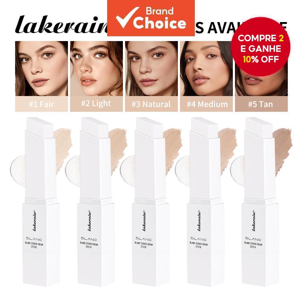  Lakerain Blanc Cover Cream Stick, Bastão de Base que Muda de Cor com Design de Dupla Ponta e Pincel Integrado para um