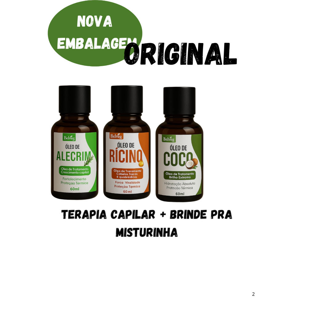 Kit Óleos naturais: Coco+Rícino e alecrim  kit poderoso para cabelos fortes e saudáveis em Oferta na Shopee