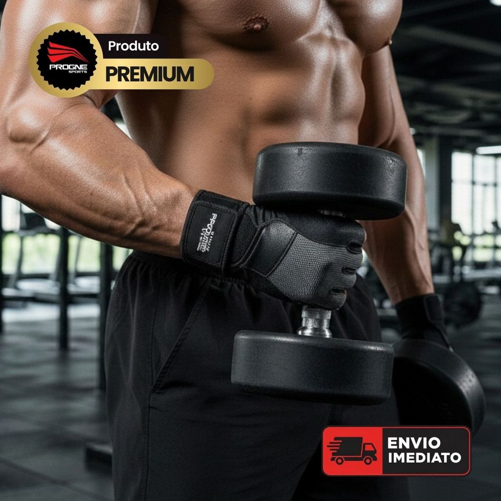 PAR DE LUVAS C/ MUNHEQUEIRA PREMIUM - ACADEMIA CROSSFIT TREINO - PROGNE SPORTS
