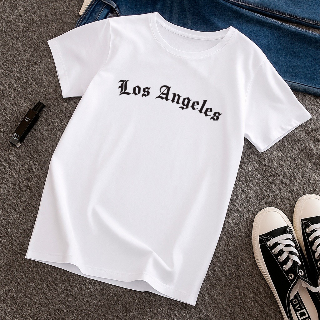 Camiseta Infantil Juvenil Estampada Los Angeles Estilosa Streetwear Unissex 100% Algodão 2 ao 16