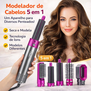 Escova 5 em 1 Secador, Pente, Modelador, Aumenta volume Profissional 110V E 220V