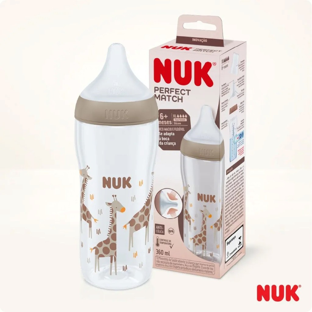 Mamadeira Nuk Perfect Match Mais 6 Meses Fluxo Variavel 360ML